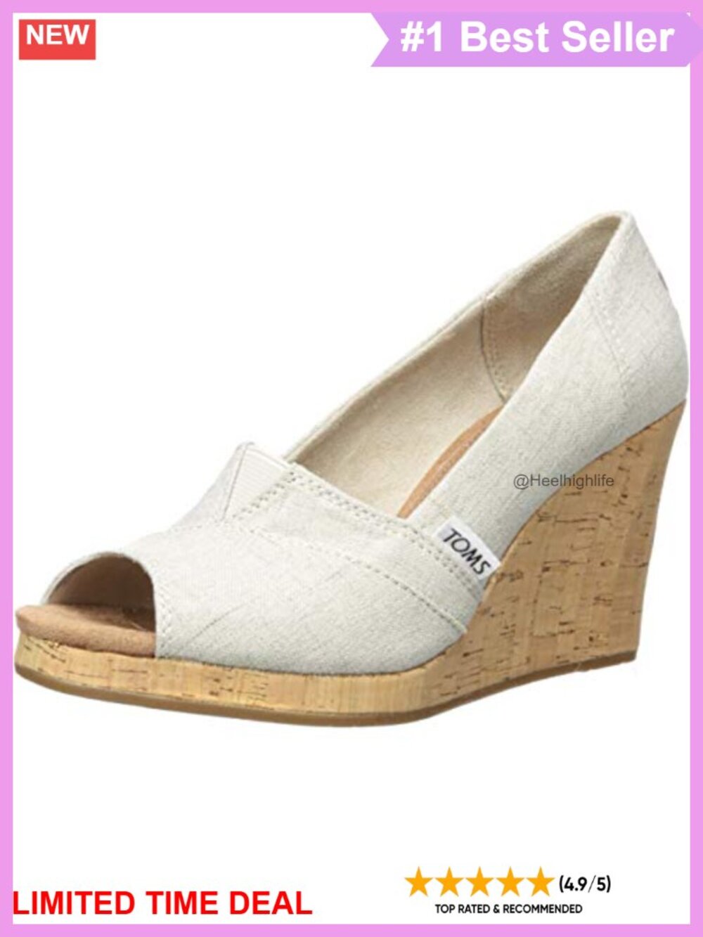 TOMS Classic Wedge Sandals Woven Textile Peep Toe Platform Heel